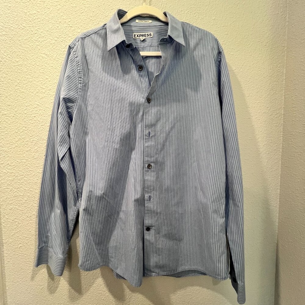 EXPRESS Men's Blue striped dress shirt